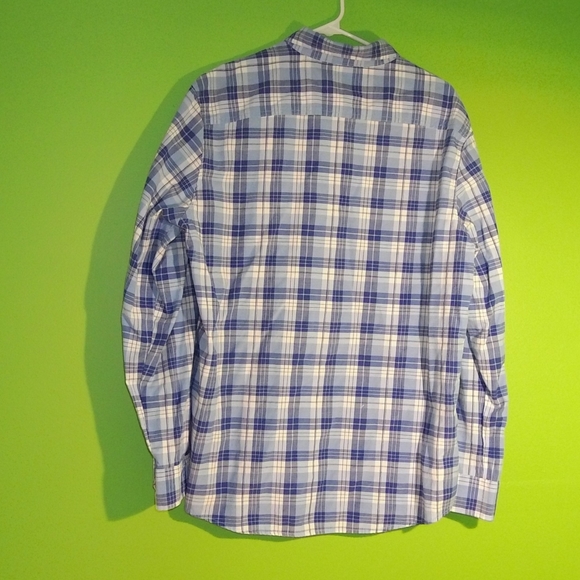 Men's Large Two Toned Blue Plaid Longsleeve Shirt. - Picture 6 of 7